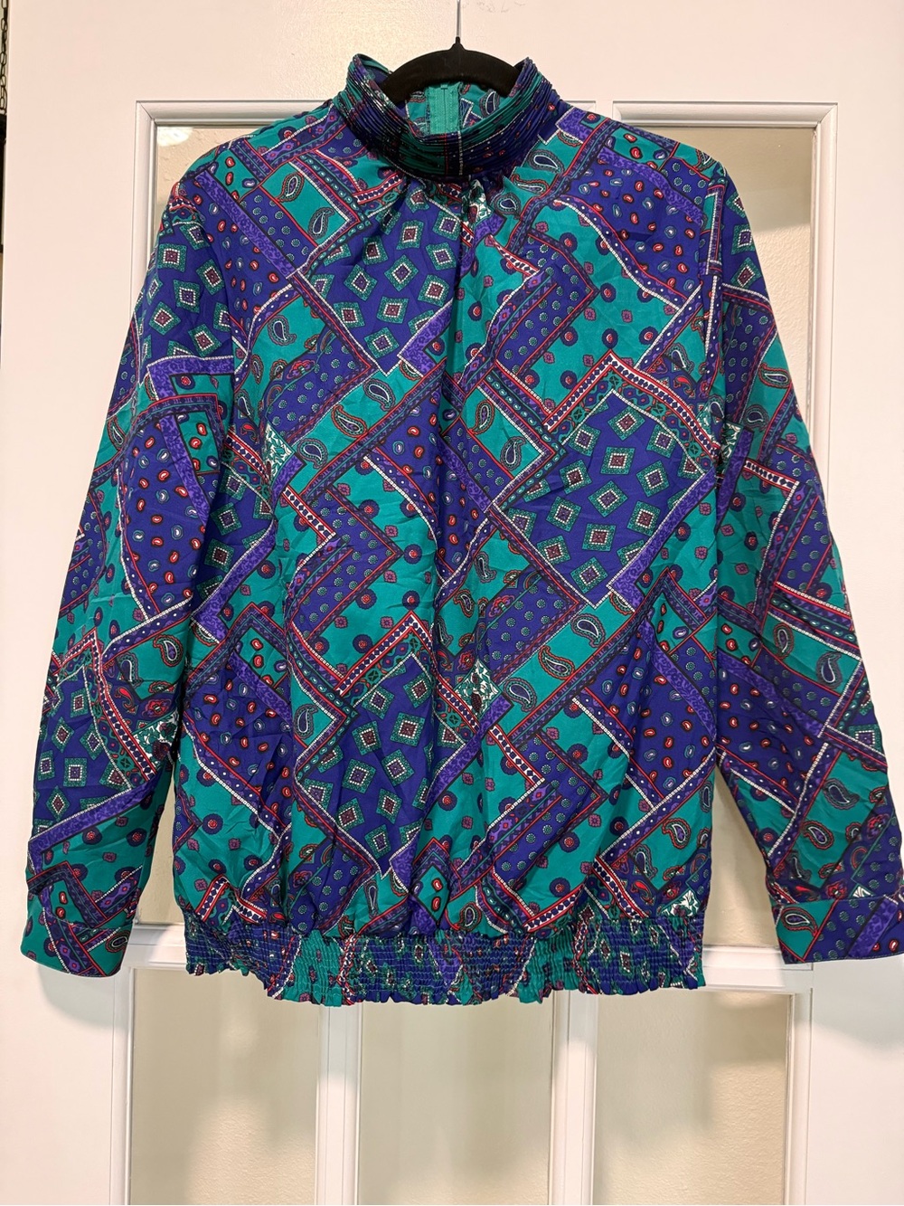 Vintage 80s/90s Pykette LTD Paisley Bandana Print Blouse Top Size 12